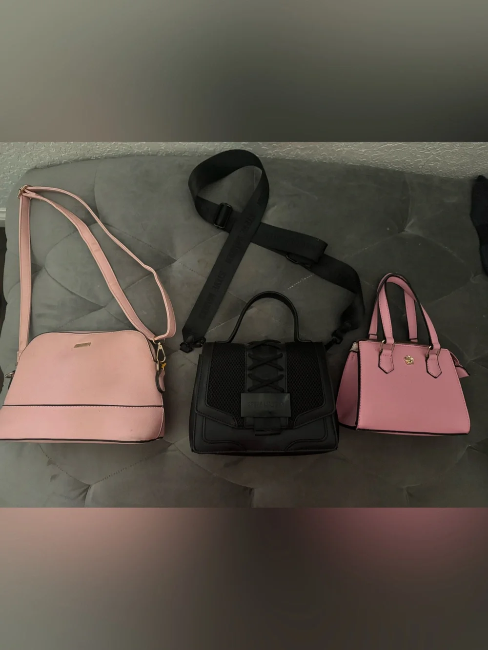 Steve Madden Black Structured Top-Handle Satchel